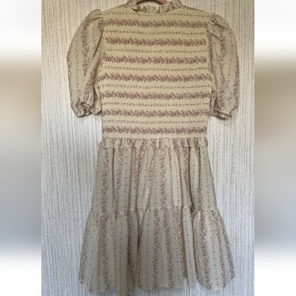 TCEC Size Medium Floral Dress Smocking Westren Style Ruffles Puffy Sleeves - Picture 9 of 10